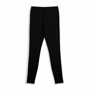 PINK Victoria's Secret Black Leggings White Stripe Side Logo‎ Size L